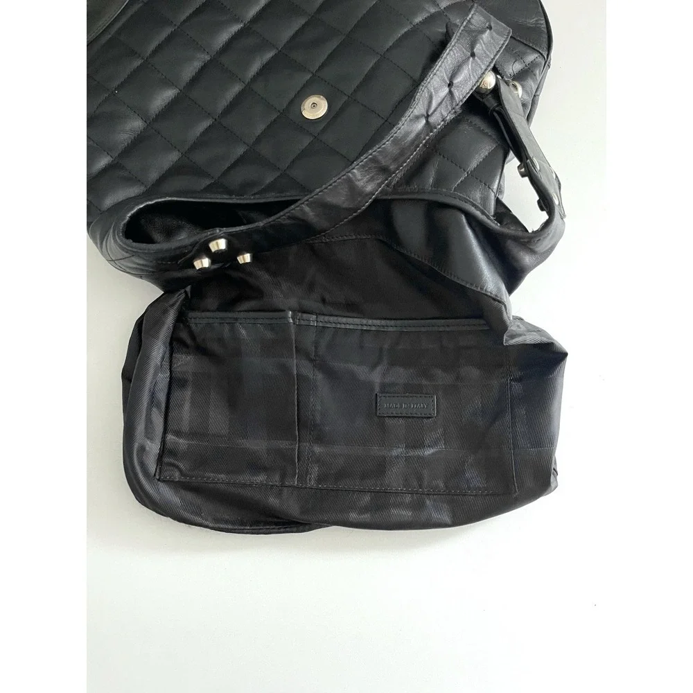 Y2K Burberry Brooke Padlock Black Quilted Leather Hobo Handbag Purse Equestrian